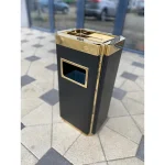 Coș de gunoi cu scrumieră SMH9431, 25L, auriu-negru, design elegant - imagine 2