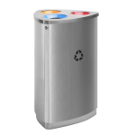 Coș de reciclare PRH-287AS2023 – Argintiu, 3 compartimente (75L brut / 60L util), 33L + 21L + 21L
