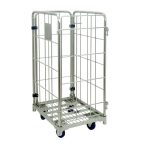 Cărucior profesional compact pentru transport lenjerie uscată – oțel rezistent la umiditate, ideal pentru spălătorii și logistică hotelieră – PRH-555