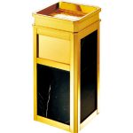 Cos de gunoi cu scrumiera, Auriu, Multicolor, Negru, PRH-GPX-17B, 48 L