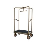 Carucior pentru bagaje hotel din INOX, design spectaculos și finisaj maro elegant – PRH-XL20B2023