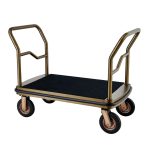 Cărucior bagaje hotel premium, finisaj tip alamă, cu carpetă neagră – PRH-XL24B2023