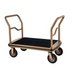 Carucior pentru bagaje hotel din INOX, design spectaculos auriu-roze, cu carpetă neagră – capacitate mare, roți mari – PRH-XL24RG2023
