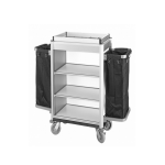 Cărucior hotelier pentru cameristă Premium PROLH21, aluminiu și MDF, 154,5 x 51 x 113,5 cm