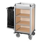 Cărucior hotelier pentru cameristă PROLH211, aluminiu și MDF, compact, 96 x 51 x 113,5 cm