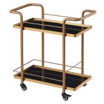 Cărucior tip gheridon SMH7636A-2024, inox auriu, 80 x 43 x 82 cm, cu 2 rafturi din MDF