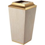 Cos de gunoi cu scrumiera din marmura, 50L, Auriu, SMH9409, 35x35x70 CM