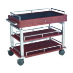 Carucior tip Gheridon din Otel cu 3 rafturi din Lemn, SMH7655B-2024, Lemn