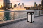 Coș de gunoi exterior 120L Smash Design SM67W – Coș metalic stradal din oțel, rezistent la intemperii, 56 x 56 x 97 cm - imagine 3