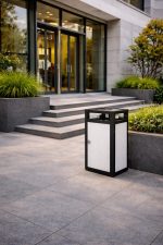 Coș de gunoi exterior 120L Smash Design SM67W – Coș metalic stradal din oțel, rezistent la intemperii, 56 x 56 x 97 cm - imagine 4