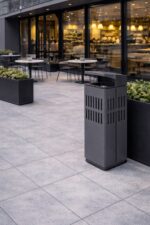 Coș de gunoi urban cu scrumieră 115 L ZENORA 444INOX | Coș exterior premium 50x50x90 CM - imagine 6