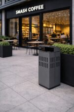 Coș de gunoi urban cu scrumieră 115 L ZENORA 444INOX | Coș exterior premium 50x50x90 CM - imagine 5