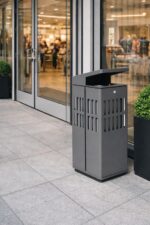 Coș de gunoi urban cu scrumieră 115 L ZENORA 444INOX | Coș exterior premium 50x50x90 CM - imagine 4