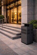 Coș de gunoi urban cu scrumieră 115 L ZENORA 444INOX | Coș exterior premium 50x50x90 CM - imagine 7
