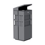 Coș de gunoi urban cu scrumiera, 115L – Smash Design, ZENORA 444 INOX, 50×50×90 CM