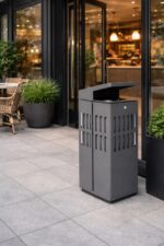 Coș de gunoi urban cu scrumieră 115 L ZENORA 444INOX | Coș exterior premium 50x50x90 CM - imagine 9