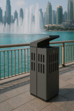 Coș de gunoi urban cu scrumiera, 115L – Smash Design, ZENORA 444 , 50×50×90 CM - imagine 3