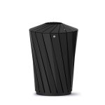 Coș stradal ECLIPS 105 din oțel galvanizat cu acoperire prin vopsire în câmp electrostatic – capacitate 105L, culoare neagră, 62 x 91 CM