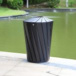 Coș stradal ECLIPS 105 din oțel galvanizat cu acoperire prin vopsire în câmp electrostatic – capacitate 105L, culoare neagră, 62 x 91 CM - imagine 2
