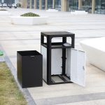 Coș de gunoi exterior 120L Smash Design SM67W – Coș metalic stradal din oțel, rezistent la intemperii, 56 x 56 x 97 cm - imagine 2