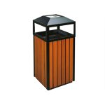 UrbanShield 152 – Coș de gunoi exterior premium, design lemn, cuvă galvanizată + scrumieră integrată - 152L