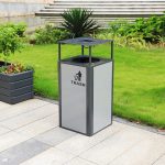 Cos de gunoi exterior, cu scrumiera, 60L, SM7GY, 44*44*95 CM - imagine 2