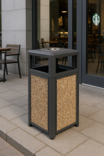 Cos de gunoi exterior cu scrumiera, 60 L, Multicolor, SMASH M, 40 x 40 x 85 CM - imagine 15