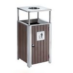 Coș de gunoi exterior cu scrumieră, argintiu – 50L – SMH9472B