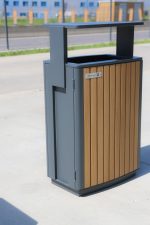 Coș de gunoi urban ATLAS 70 din oțel galvanizat cu finisaj lemn PS – capacitate 70 L - imagine 6