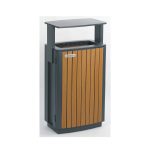 Coș de gunoi urban ATLAS 70 din oțel galvanizat cu finisaj lemn PS – capacitate 70 L