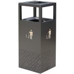 Coș de gunoi cu scrumieră BRAVIO 123, gri carbon, anti-vandalism, 80L