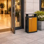 Coș de gunoi urban ATLAS 70 din oțel galvanizat cu finisaj lemn PS – capacitate 70 L - imagine 4