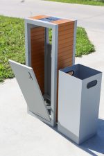 Coș de gunoi urban cu scrumieră 80 L, Linea 189, 40 x 30 x 104 cm - imagine 2
