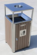 Coș de gunoi exterior cu scrumieră, argintiu – 50L – SMH9472B - imagine 3
