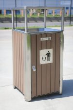 Coș de gunoi exterior cu scrumieră, argintiu – 50L – SMH9472B - imagine 4