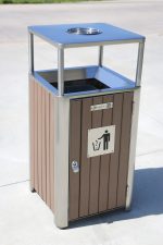 Coș de gunoi exterior cu scrumieră, argintiu – 50L – SMH9472B - imagine 2
