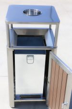 Coș de gunoi exterior cu scrumieră, argintiu – 50L – SMH9472B - imagine 6